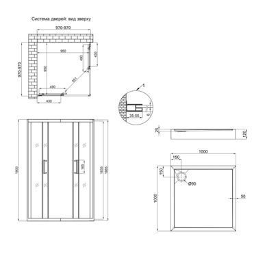 Душевая кабина TAURUS CRM1011SC6 CLEAR 100х100 см + поддон TERN 301112 (TAUCRM1011SC6SET)