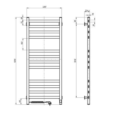 Електрична рушникосушарка NAVIN АВАНГАРД 480х1200 L SENSOR Wi-Fi (10-028155-4812)