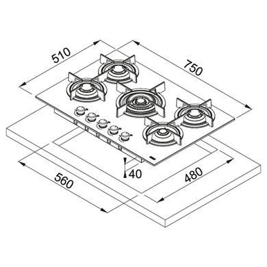 Газова варильна поверхня FRANKE NEW CRYSTAL FHCR 755 4G TC HE WH C білий (106.0374.284)