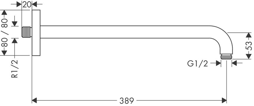 Hansgrohe Кронштейн для верхнього душу E 389 мм (27446000)