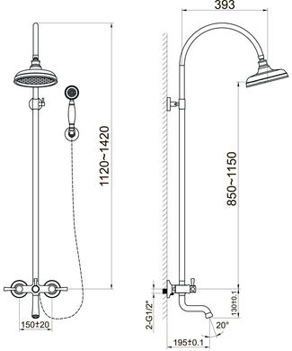 Душевая система IMPRESE PODZIMU ZRALA со смесителем для ванны, верхним и ручным душем ZMK02170809