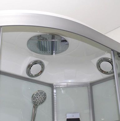 Душевой бокс гидромассажный DUSEL DSC-DU515-120SR 120х80х218 R / профиль сатин / стекло прозрачное + поддон + дах + сифон (DUSEL-173)