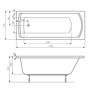 Ванна акриловая ROCA LINEA 170x70 (A24T034000)