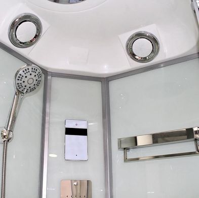 Душевой бокс гидромассажный DUSEL DSC-DU515-120SR 120х80х218 R / профиль сатин / стекло прозрачное + поддон + дах + сифон (DUSEL-173)