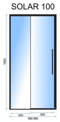 Душові двері REA SOLAR 100х195 / профіль золото / скло прозоре (REA-K6547)