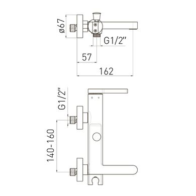 Змішувач для ванни VOLLE MORA, 35 мм, cromo+oro (1537.030122)