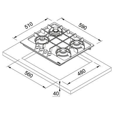 Газовая варочная поверхность FRANKE MARIS FHMA 604 3G DC OA C бежевый (106.0554.405)