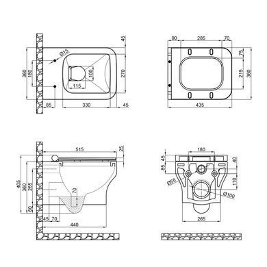 Підвісний унітаз QTAP CARDINAL + сидіння SOFT CLOSE (QT0433C660HW)
