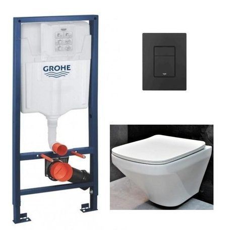Комплект 4в1: Инсталляция для унитаза GROHE RAPID SL + подвесной унитаз DUSEL LEXI / сиденье SOFT CLOSE (DUSEL-552)