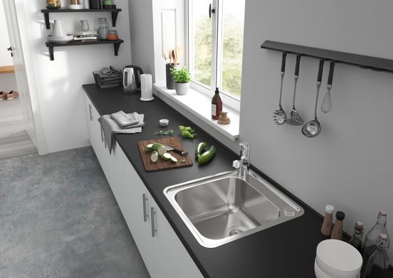 Hansgrohe Кухонная мойка S412-F400 на столешницу 480х520 с сифоном automatic (43335800) Stainless Steel
