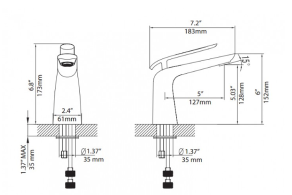 Смеситель для раковины KRAUS однорычажный, с донным клапаном h172 мм, хром/белый FUS-1821СНW