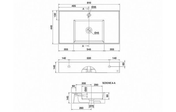 Раковина SCARABEO TEOREMA 2.0 44х80 WHITE (5123)