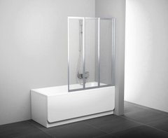 Шторка для ванны RAVAK VS3 130 трехэлементная, 1296x1400 мм профиль белый, стекло GRAPE 795V0100ZG, 1296
