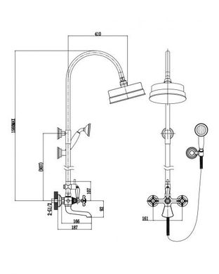 Душевая система IMPRESE CUTHNA Antiqua со смесителем для ванны, верхним и ручным душем, бронза T-10280 antiqua-n