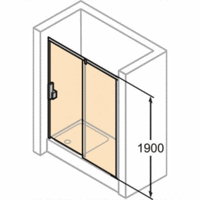 Дверь для душевой кабины HUPPE X1 раздвижная 1400 мм стекло прозрачное (120404.069.321) 140404.069.321