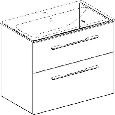 Шкаф для умывальника Geberit Selnova Square slim rim с двумя ящиками, орех темный (501.210.00.1)