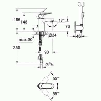 Змішувач для раковини GROHE EUROSMART COSMOPOLITAN 1/2 S-SIZE (23125000)