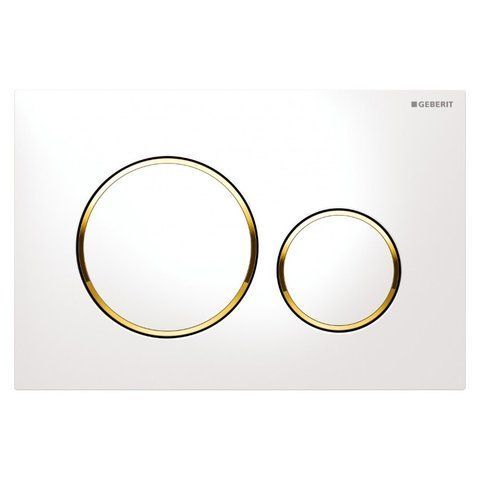 Клавиша смыва для унитаза GEBERIT SIGMA 20 / белая / золото (115.882.KK.1)