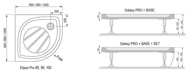Панель к душевым поддонам RAVAK Galaxy Pro ELIPSO PRO-90 Set XA937001010