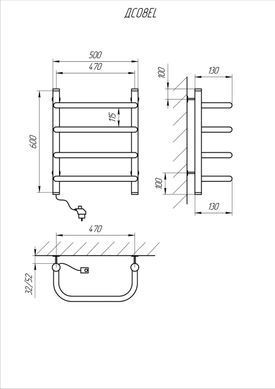 Електрична рушникосушарка KOSSER СКОБА 600х500/4 ЕL (ДС08EL)