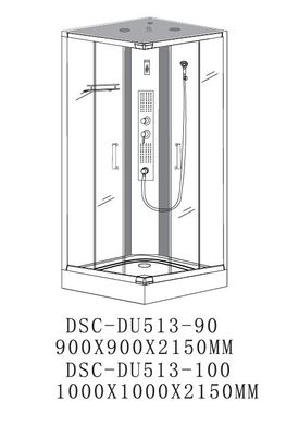 Душова кабіна DUSEL DSC-DU513-90B 90x90 / чорна (Dusel-172), Прозоре скло