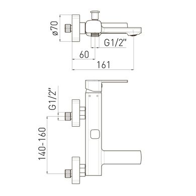 Змішувач для ванни VOLLE SOTA, 35 мм, cromo (1538.030101)