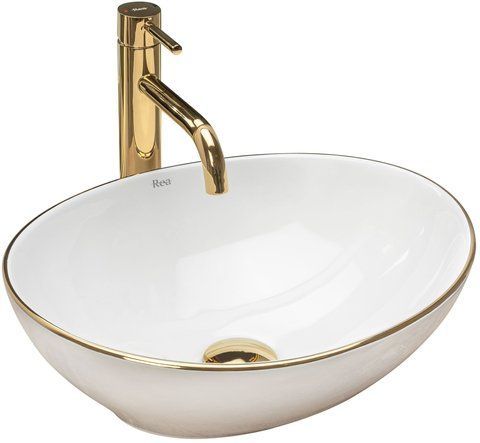 Раковина REA SOFIA 34.5х41 / біла / золота (REA-U3287)
