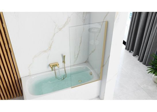Шторка на ванну REA ELEGANT 80х140 / профіль золото / скло прозоре (REA-W6601)