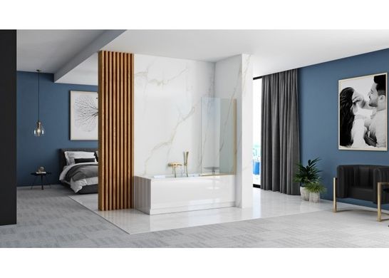 Шторка на ванну REA ELEGANT 80х140 / профіль золото / скло прозоре (REA-W6601)