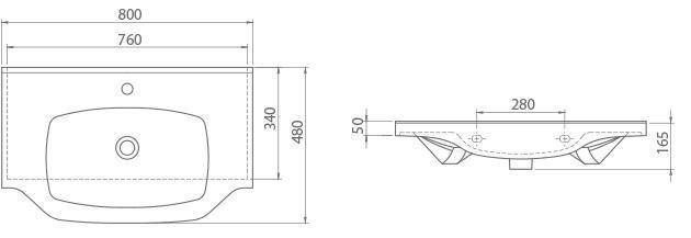 Раковина CERASTYLE NEW KLASIK 48х80 (АР000036706)