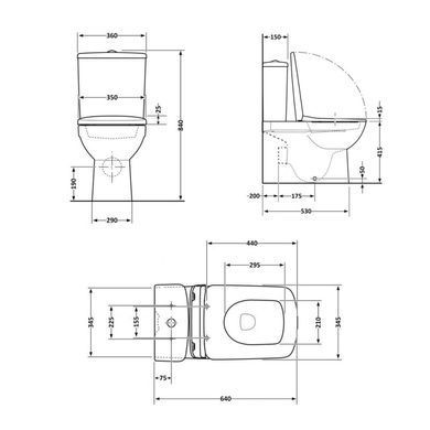 Напольный унитаз QTAP STENAVA RIMLESS WHITE + сиденье SOFT CLOSE (QT27228303W)