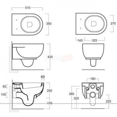 Подвесной унитаз SIMAS E-LINE + сиденье SOFT CLOSE (EL18+F85+EL004)