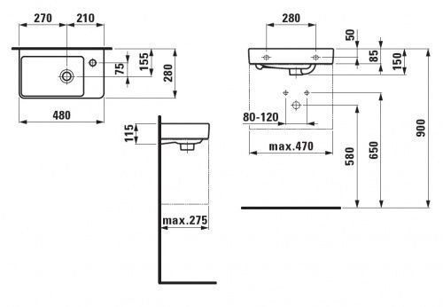 Раковина LAUFEN PRO S 28х48 (H8159540001041)