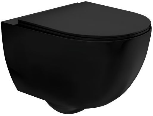 Подвесной унитаз REA CARLO MINI RIMLESS FLAT / черный + сиденье SLIM SOFT CLOSE (REA-C8489)