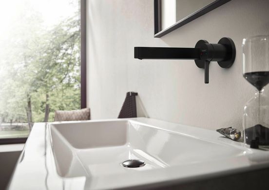 Змішувач для умивальника HANSGROHE FINORIS 174 мм на 2 отвори, чорний матовий (76051670), Чорний матовий