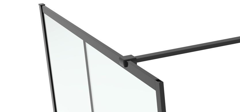 Стенка для душа VOLLE Malla Negra Walk-In 1000 мм h2000 мм, с держателем стекла 1000 мм, стекло прозрачное/профиль черный матовый 18-08-100black set