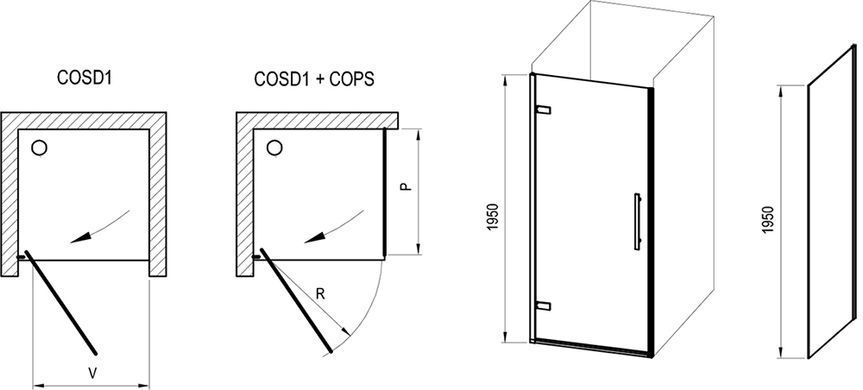 Душевая кабина RAVAK COOL! COSD1 80 + COPS 100 80х100х195 / профиль полированный алюминий / стекло прозрачное (X0VV40A00Z1-K910X)