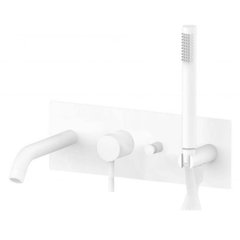 Змішувач для ванни зі стіни Paffoni Light з душовим гарнітуром, Bianco Opaco (LIG001BO)