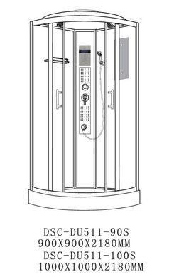 Душевая кабина DUSEL DSC-DU511-90SB / поддон низкий / черный (Dusel-170), Прозоре скло