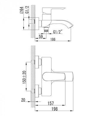 IMPRESE VYSKOV смеситель для ванны, хром, 35 мм (10340)
