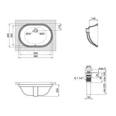 Раковина QTAP STORK 40х60 / донний клапан (QT15116030W)