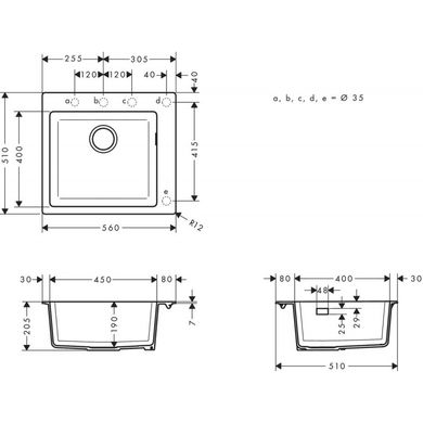 Hansgrohe Кухонна мийка S510-F450 560х510 Graphiteblack (43312170)