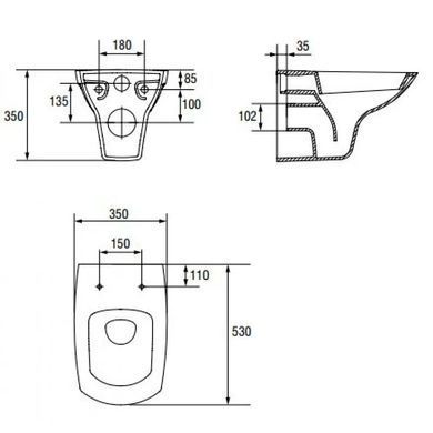 Підвісний унітаз CERSANIT CARINA CLEAN ON / сидіння SOFT CLOSE SLIM (K701-033)