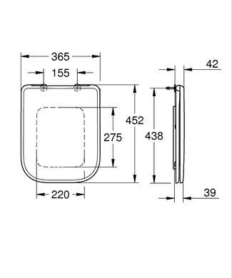 Сиденье для унитаза GROHE BAU EDGE CERAMIC SOFT CLOSE (39813000)
