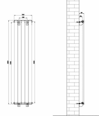 Вертикальный дизайнерский радиатор отопления ARTTIDESIGN Livorno 5/1600 черный мат.