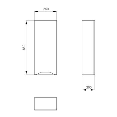 Шкафчик Slim Sanwerk "SIMPLI AIR" 1F подвесной, правый 350x200 мм h850, белый MV0000726