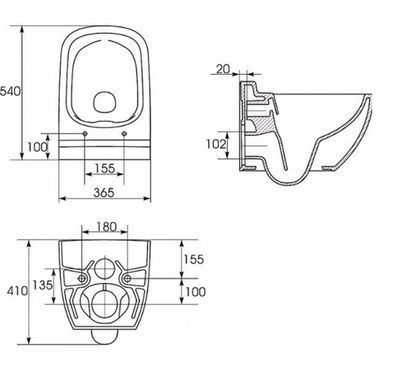 Підвісний унітаз CERSANIT CASPIA CLEAN ON / сидіння SOFT CLOSE SLIM (K701-103)