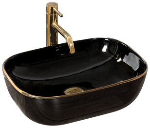 Раковина REA BELINDA BLACK GOLD EDGE 33х46.5 / чорна (REA-U8796)