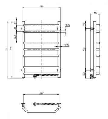 Електрична рушникосушка DOMINGO ELLIE 700х480 R (860)