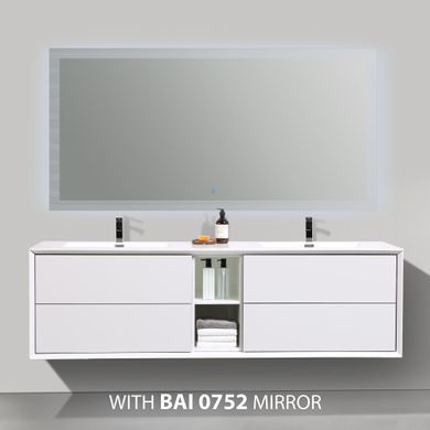 Тумба подвесная BAI + раковина 190 см / серый камень (0711)